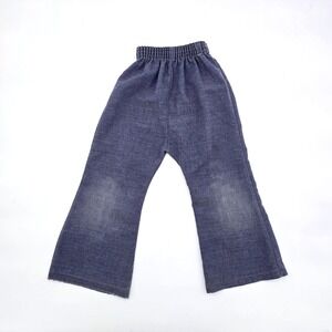True Vintage 70s Seagull Kids Blue Bell Bottom Flare Pants Elastic Waist Size 5